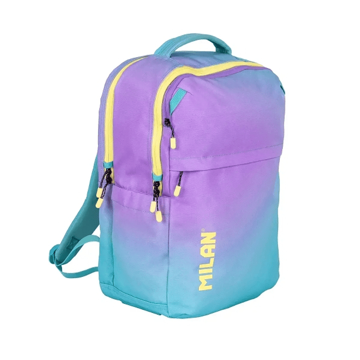 Milan Sunset Mochila Escolar 25L 5 Cremalleras - Bolsillos Laterales - Compartimento Acolchado para Portatil 16