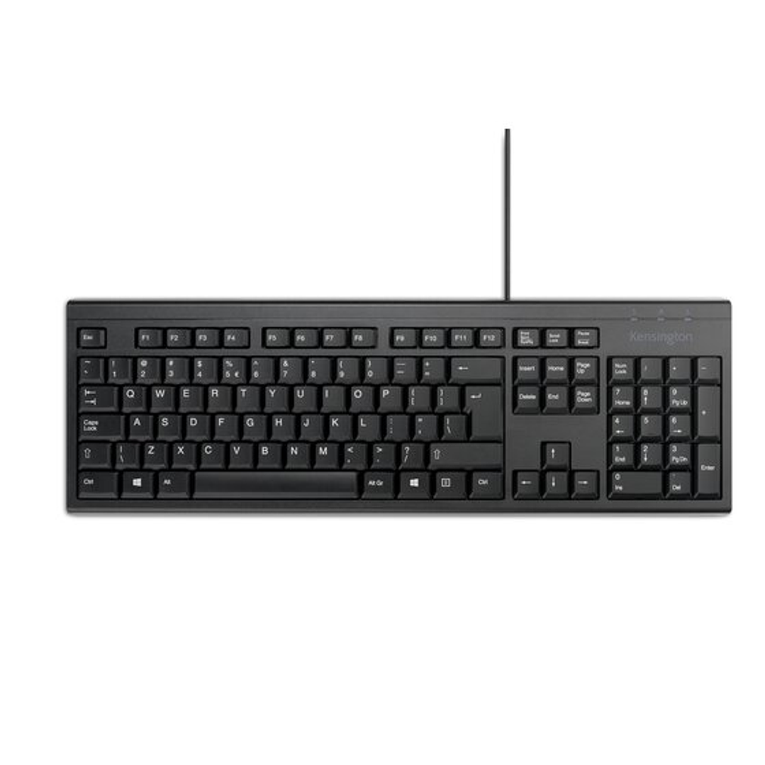 Kensington KB100 EQ Teclado Completo USB-A - Fabricado con 64% de Contenido Reciclado - Membrana a Prueba de Liquidos - Color Negro 1