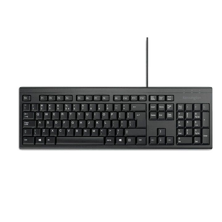 Kensington KB100 EQ Teclado Completo USB-A - Fabricado con 64% de Contenido Reciclado - Membrana a Prueba de Liquidos - Color Negro 1