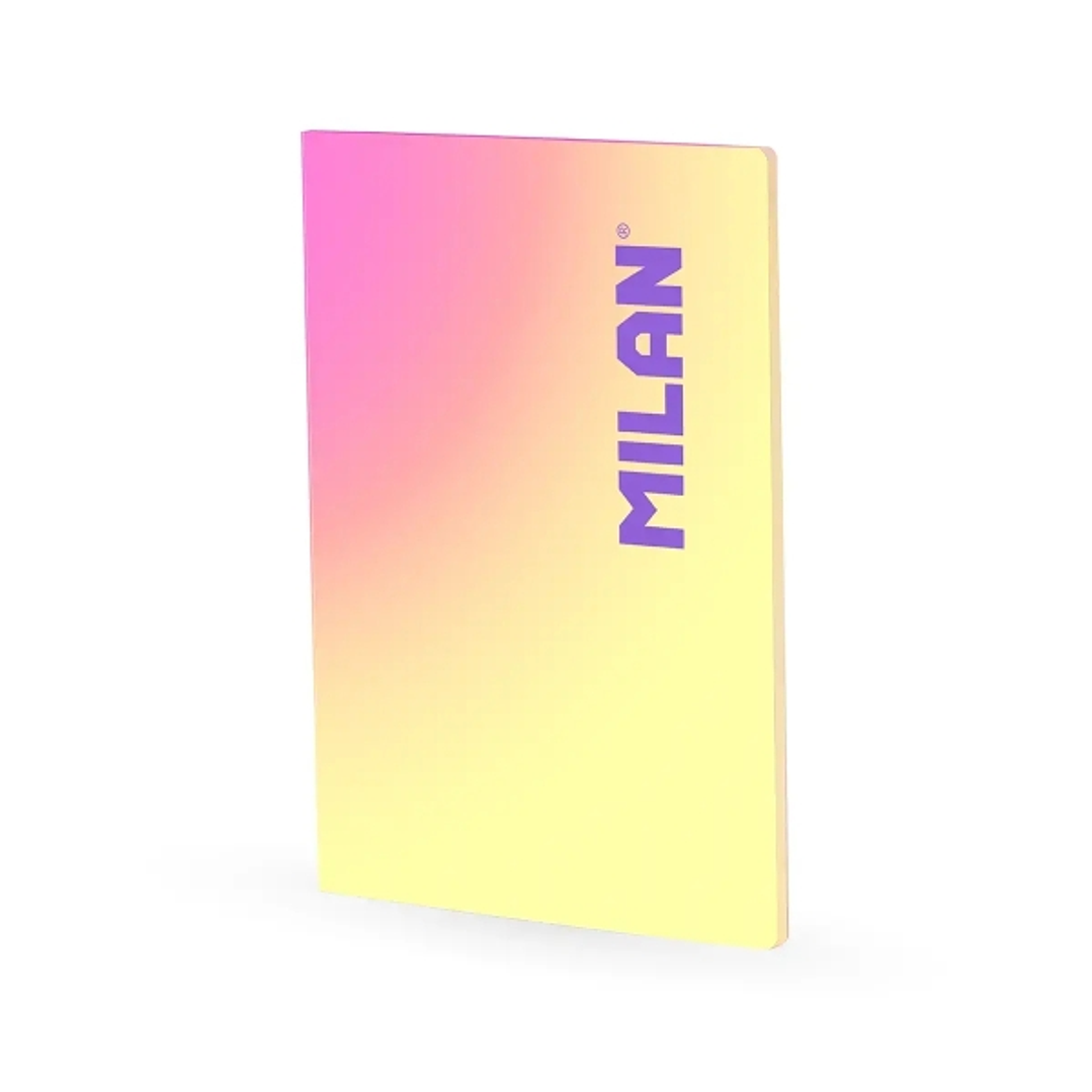 Milan Sunset Libreta Encolada Formato A4 Cuadricula 5x5mm - 48 Hojas de 95 gr/m2 Microperforadas - Color Amarillo/Rosa 1
