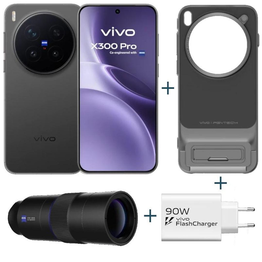 VIVO X300 Pro Black + funda + Teleobjetivo + ch90w 1