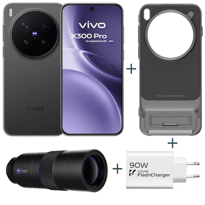 VIVO X300 Pro Black + funda + Teleobjetivo + ch90w 1