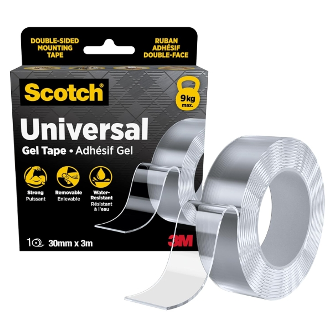 Scotch Cinta Adhesiva de Gel Doble Cara 30mmx3m - Adhesivo Removible - Soporta con Seguridad hasta 9 kg - Transparente 1