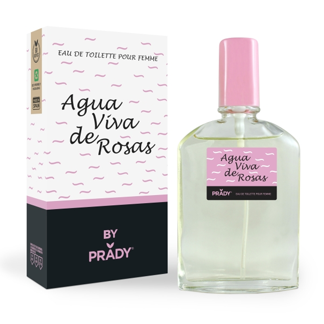 Prady Colonia de Mujer Agua Viva de Rosas - Frasco de 90 ml - Spray Pulverizador 1