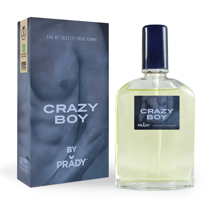 Prady Colonia de Hombre Crazy Boy - Frasco de 90 ml - Spray Pulverizador 1