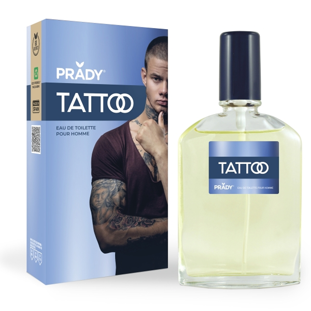 Prady Colonia de Hombre Tattoo - Frasco de 90 ml - Spray Pulverizador 1