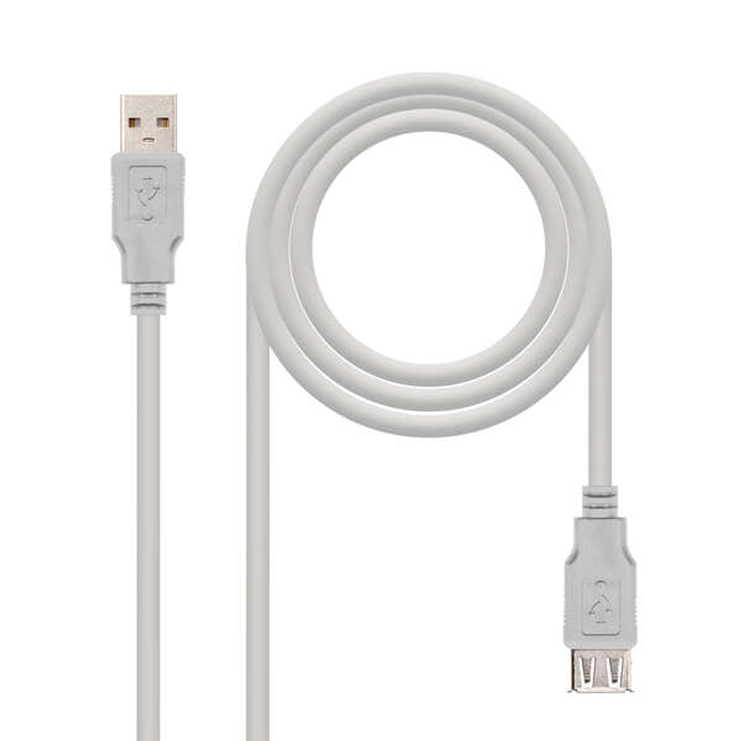 Nanocable Cable Prolongador USB-A 2.0 Macho a USB-A Hembra 1.80m 1