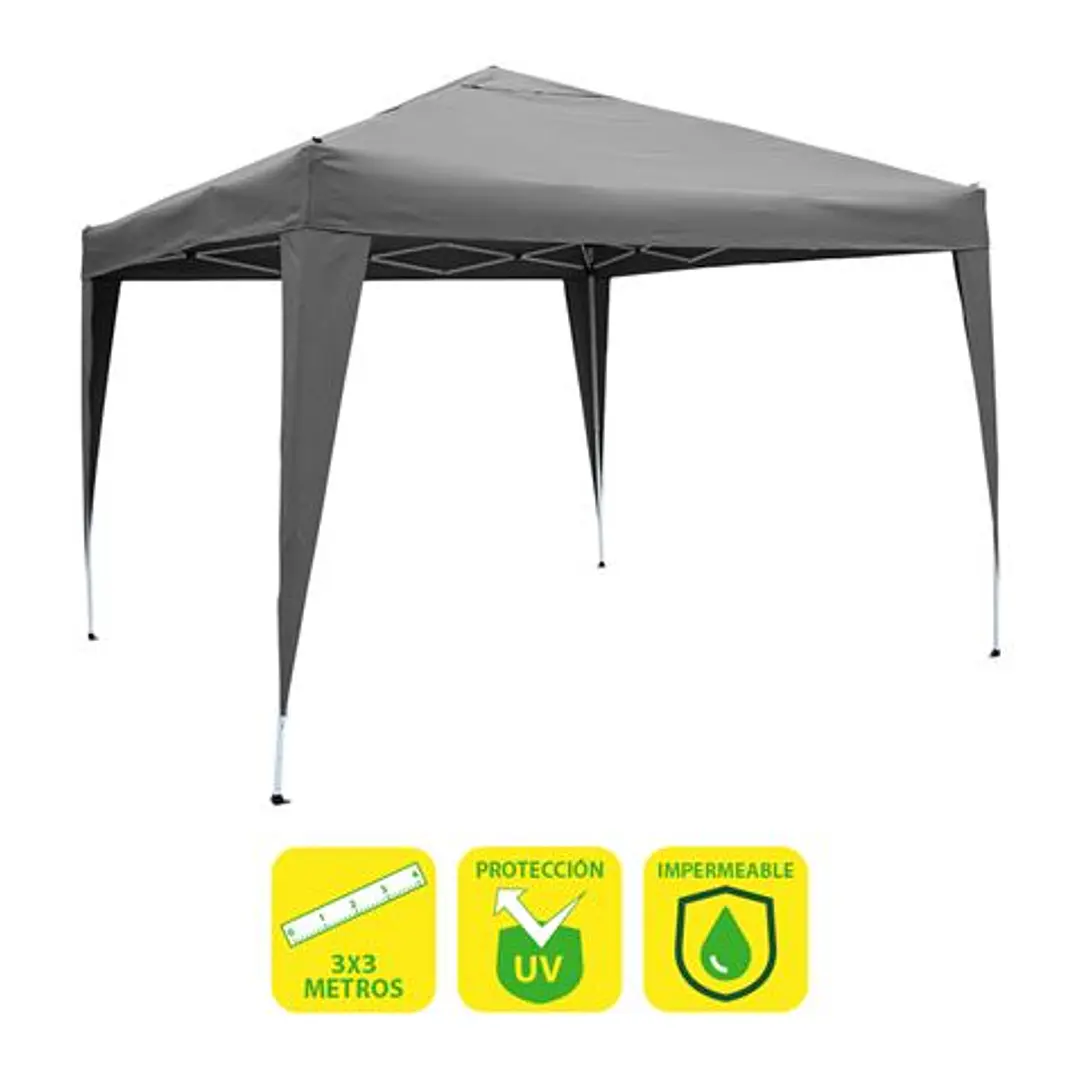 Sungarden Carpa Plegable Acero 3x3m Gris - Color Blanco 1