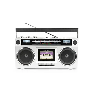 Bigben Blaster Radio Cassette Portatil Retro - Radio FM - Potencia Musical 15W - Bluetooth - Alimentacion de Corriente y Pilas