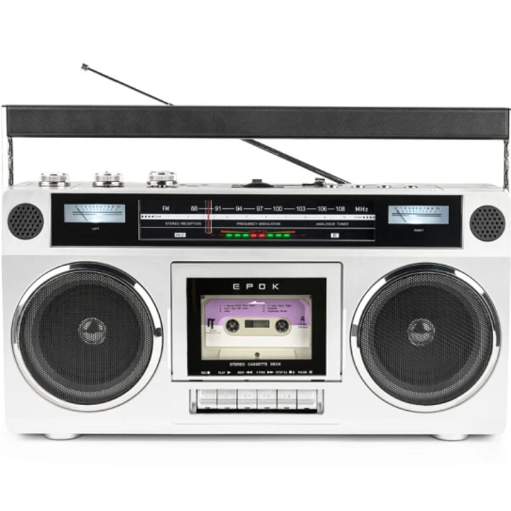 Bigben Blaster Radio Cassette Portatil Retro - Radio FM - Potencia Musical 15W - Bluetooth - Alimentacion de Corriente y Pilas 1