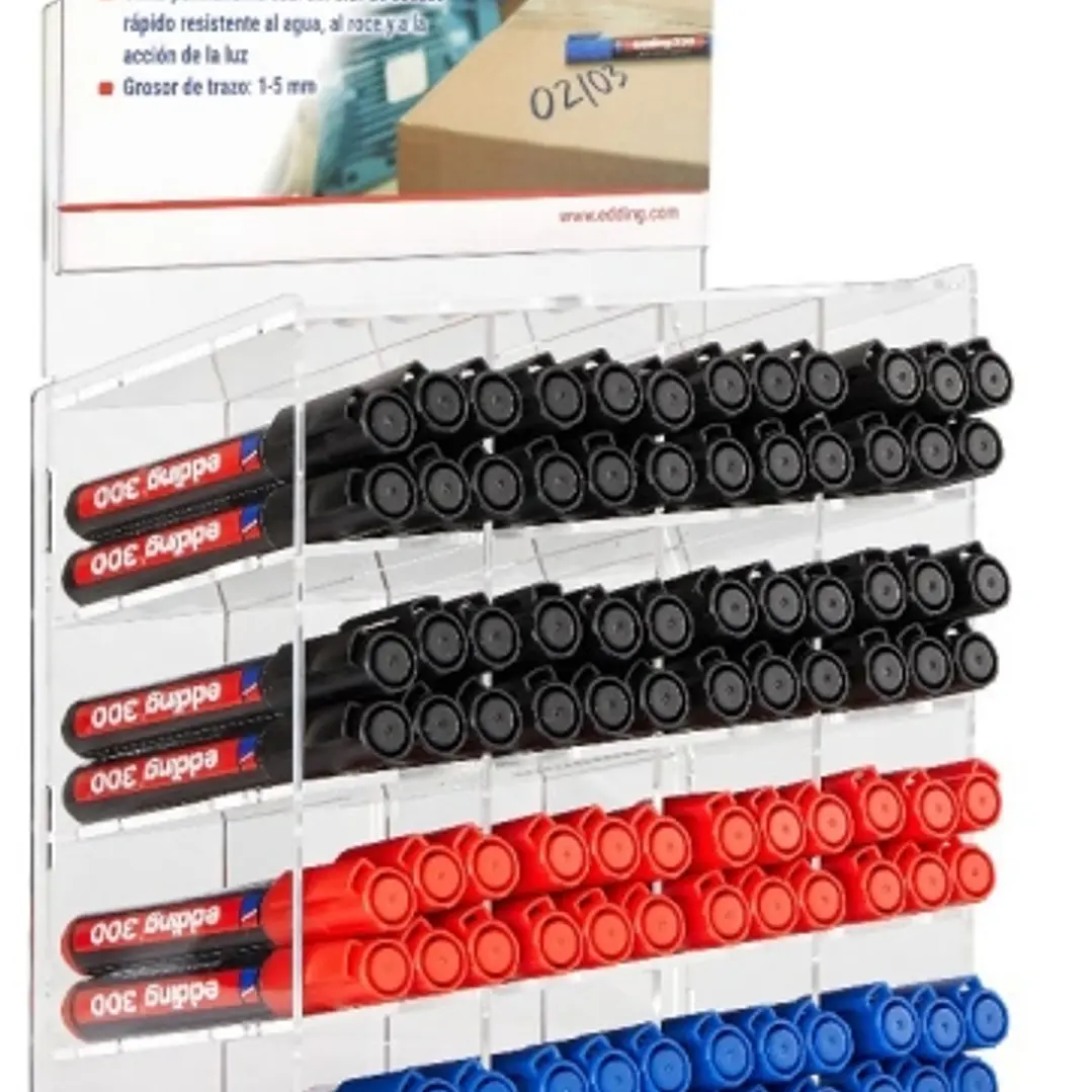 Edding 330 Expositor con 96 Rotuladores Permanentes - Punta Biselada - Trazo entre 1 y 5 mm. - Tinta casi Inodora - Capuchon con Clip - Secado Rapido  1