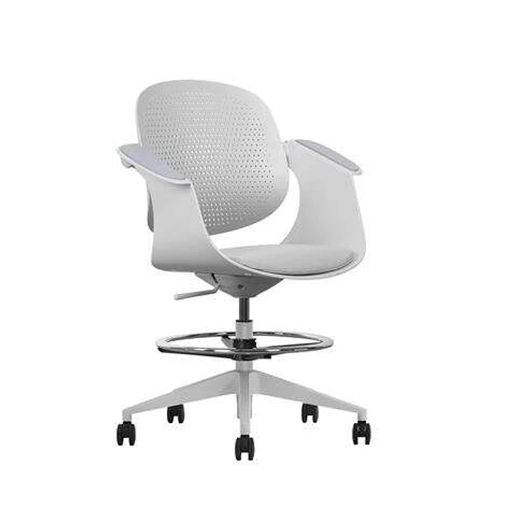 Cromad Top Work Silla/Taburete de Oficina Ergonomica - Altura Regulable hasta 0.78m - Respaldo Inclinable - Anillo Galvanizado Reposapies - Tela de Al 1