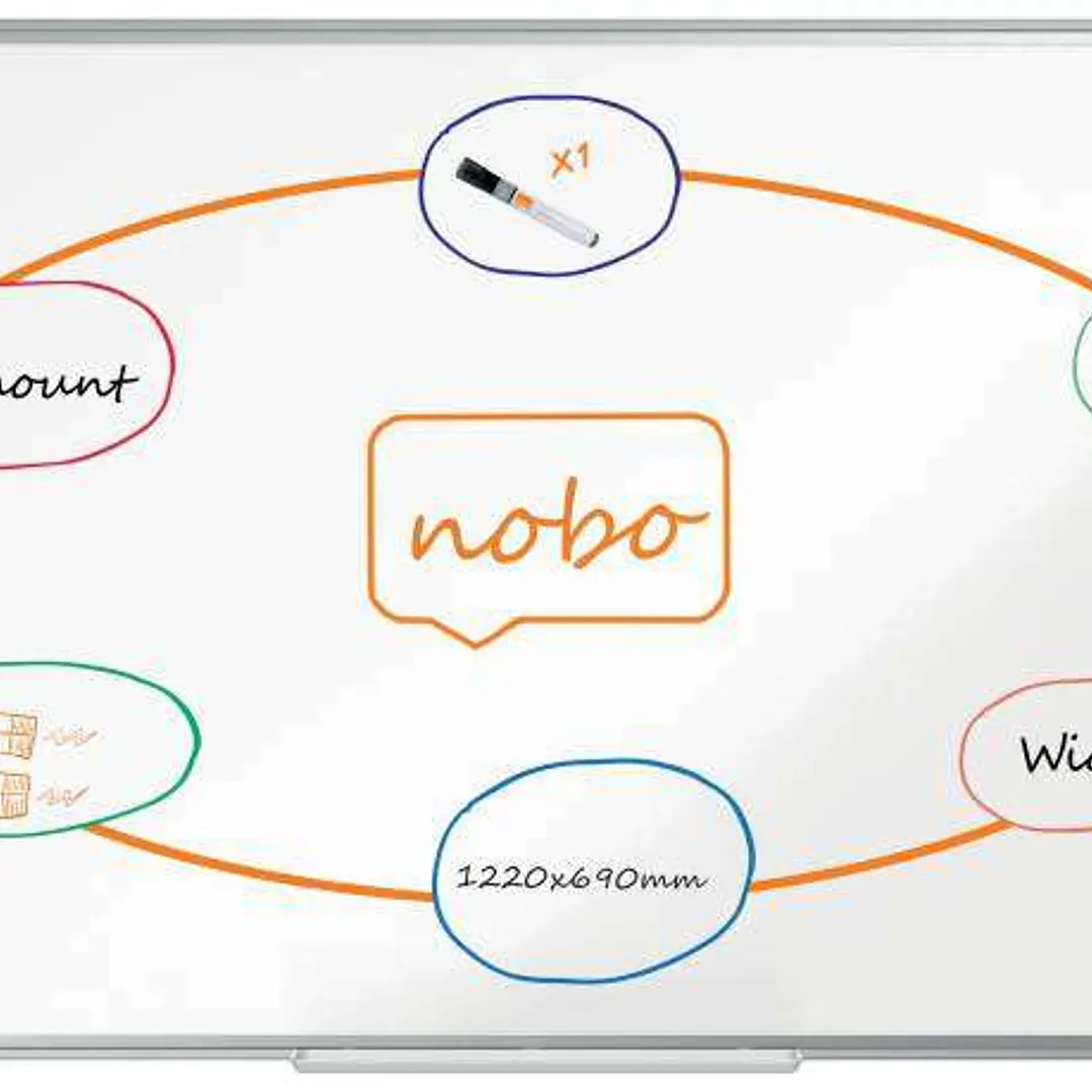 Nobo Premium Plus Pizarra Magnetica de Acero Lacado Panoramica 1220x690mm - Montaje en Esquina - Blanco 1