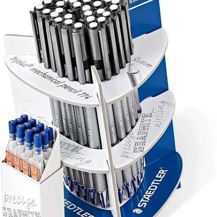 Staedtler Triplus Micro 774 Expositor con 30 Portaminas + 12 Tubos de Minas Mars Micro 250 05-HB 1