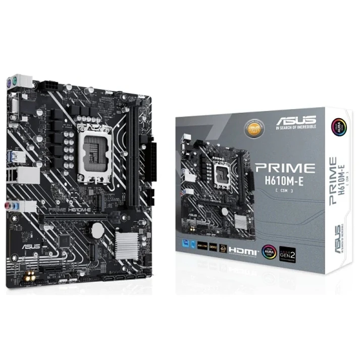 Asus Prime H610M-E-CSM Placa Base Intel1700 2x DDR5 - HDMI, VGA, M.2, PCIe4.0, 4x Sata III, RJ-45, USB 2.0, 3.2, DisplayPort, MicroATX 1