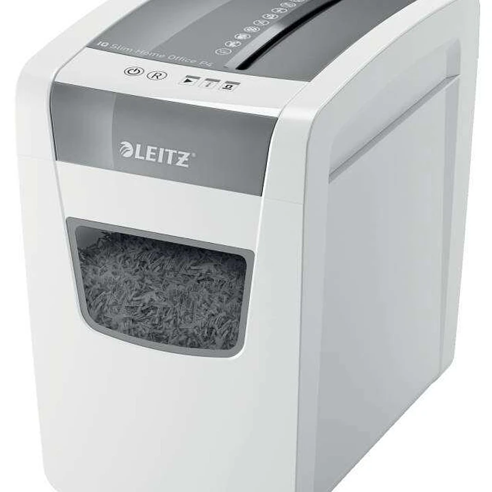 Leitz IQ Slim Home Office P4 Destructora de Papel Corte Confeti P-4 - Destruye hasta 10 Hojas a la Vez - Capacidad de la Papelera 23L - Silenciosa y E 1
