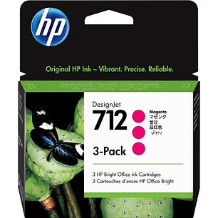 HP 712 Magenta Pack de 3 Cartuchos de Tinta Originales - 3ED78A