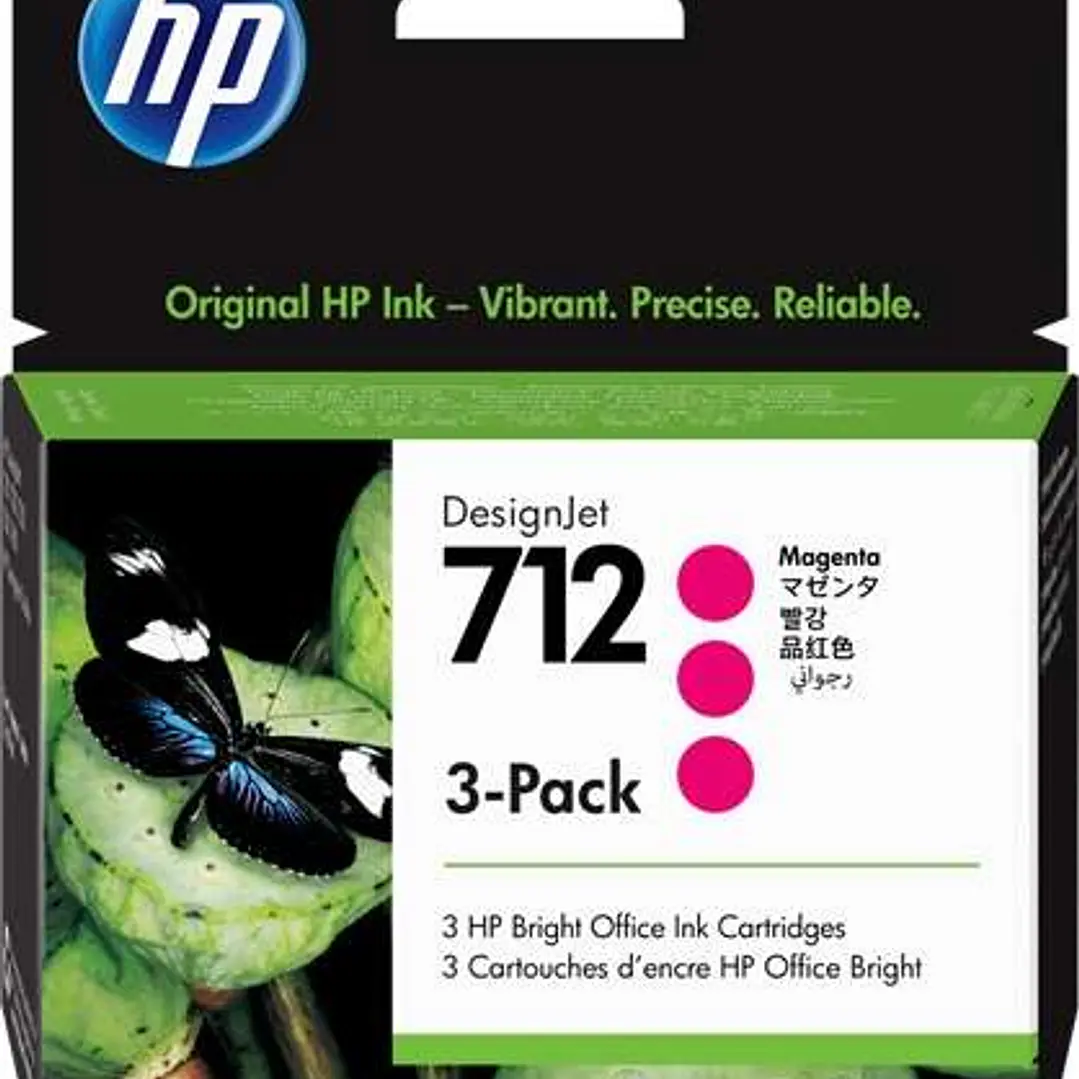 HP 712 Magenta Pack de 3 Cartuchos de Tinta Originales - 3ED78A 1