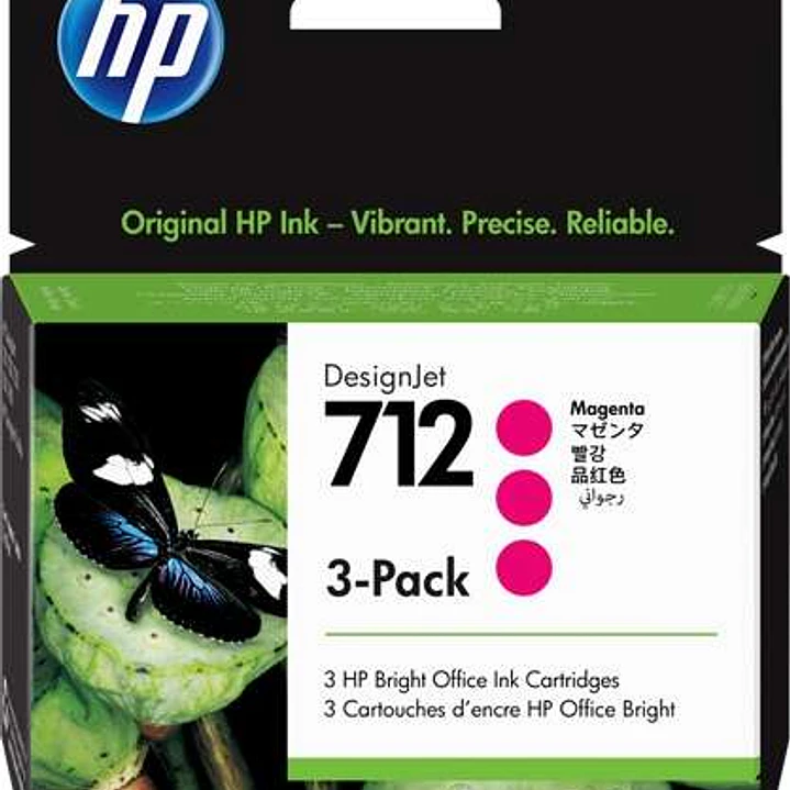 HP 712 Magenta Pack de 3 Cartuchos de Tinta Originales - 3ED78A 1