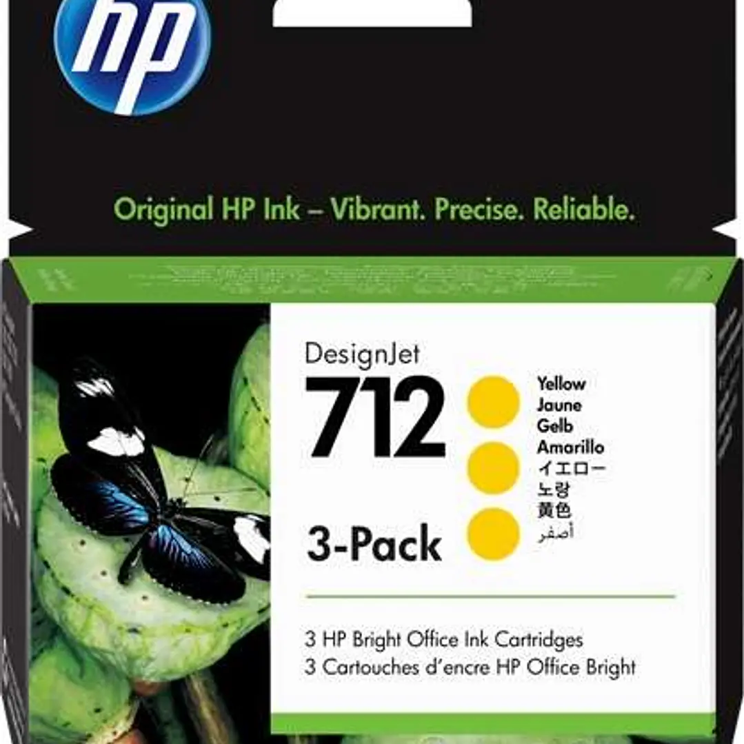 HP 712 Amarillo Pack de 3 Cartuchos de Tinta Originales - 3ED79A 1