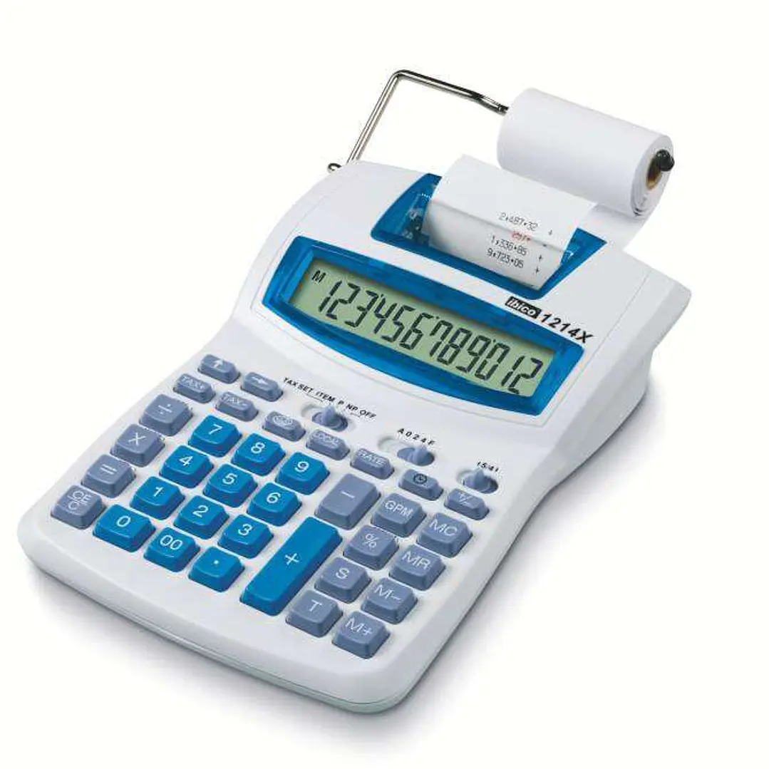 Ibico 1214X Calculadora Semi-Profesional Pantalla LCD 12 Digitos - Impresion a 2 Colores - Velocidad de Impresion 2.4 Lineas por Segundo - Color Blanc 1
