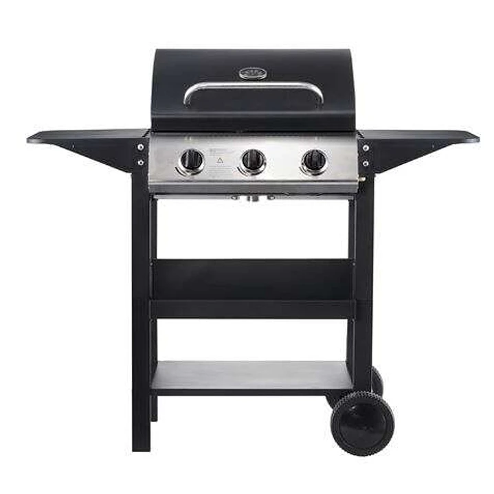 Muvip Barbacoa Gas 3 Fuegos - 1209x586x1076mm - Rejillas esmaltadas, bandejas laterales, termometro en tapa - Color Negro 1