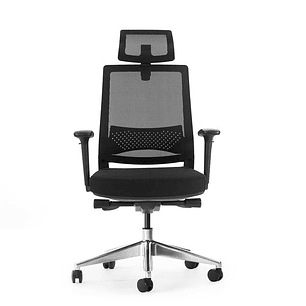 Cromad Senior SE1600 Silla de Oficina - Altura Ajustable con Elevador de Gas de Grado 4 - Soporte Lumbar y Reposacabezas Ajustables - Respaldo de Mall