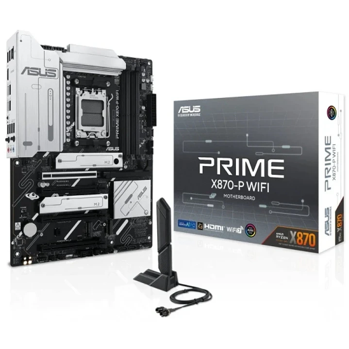 Asus Prime X870-P WIFI Placa Base AM5 -WiFi 7, Bluetooth, 4x DDR5, 4x M2, 4x Sata III, PCIe 4.0, 5.0, USB 2.0, 3.2, USB-C, RJ-45, HDMI, DisplayPort -  1