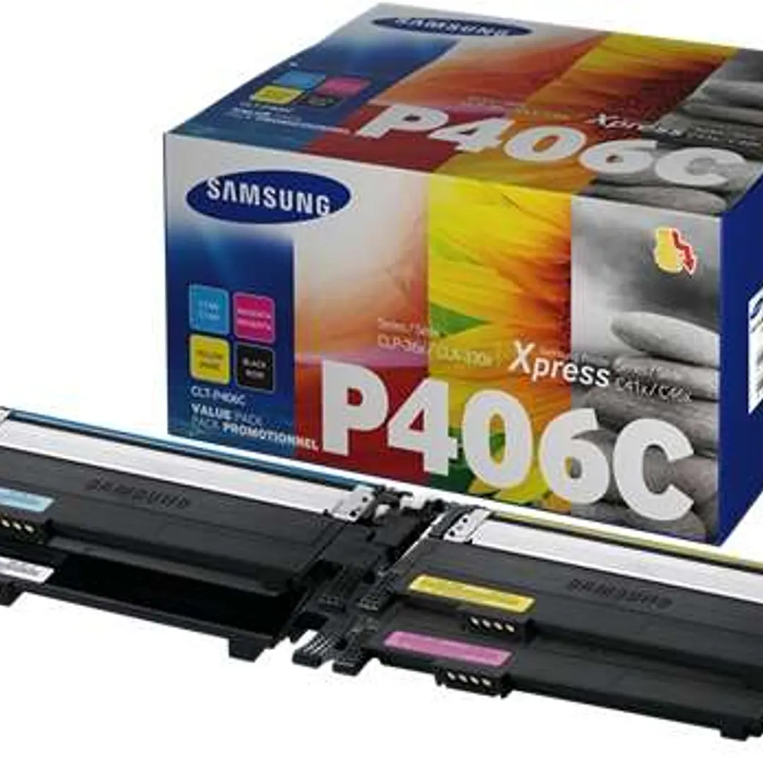Samsung CLP360/CLX3305 Pack de 4 Cartuchos de Toner Originales - CLT-P406C/SU375A 1