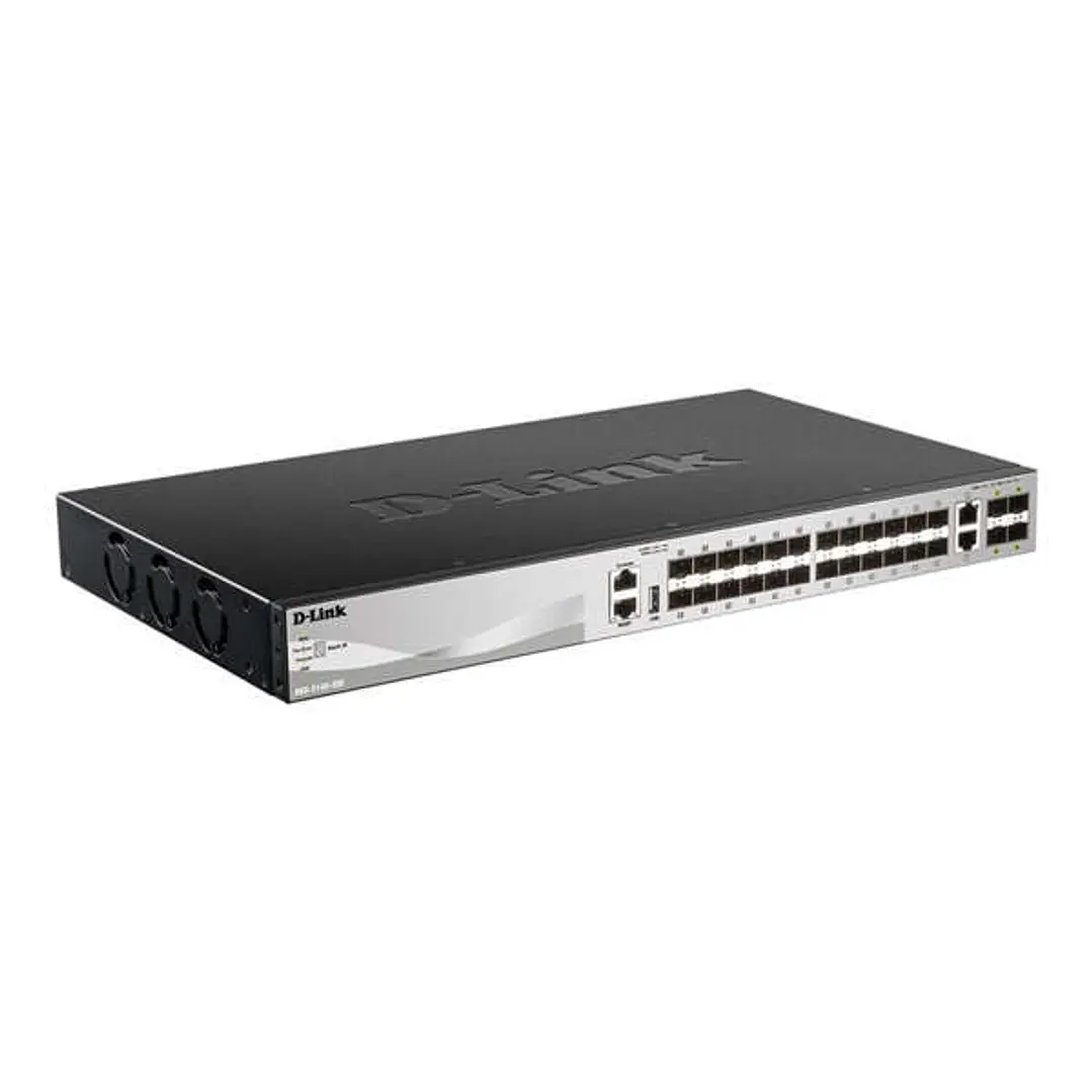 D-Link Switch Gestionable L3 24 Puertos Gigabite PoE 370W + 2 Puertos 10G + 4 Puertos 10G SFP+ 1