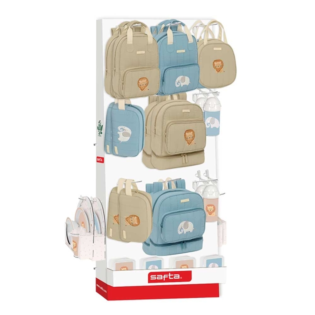 Safta Expositor con 10 Ganchos para Mochilas - Carton Reciclado - 650x280x1580mm - Colores Surtidos 1