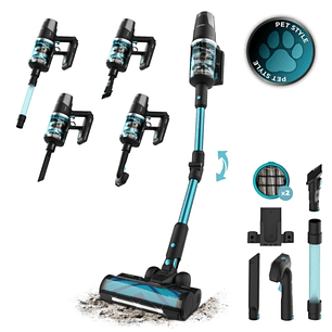 Cecotec Rockstar 9500 Lunar Pet Flex Aspirador de Escoba Vertical - 780W - Autonomia 90min - Succion 30kPa - Luz LED - Pantalla - Incluye Accesorios -