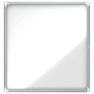 Nobo Vitrina Exteriores 12 Hojas A4 Superficie Blanca Magnetica 45mm - Seguridad Aluminio - Cristal Deslizante 4mm - Resistente Intemperie - Blanco Me