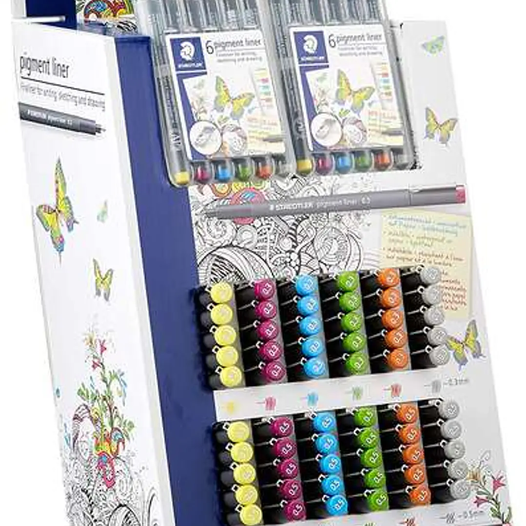 Staedtler Pigment Liner 308 Expositor con 60 Rotuladores + 10 Estuches - Colores Surtidos 1