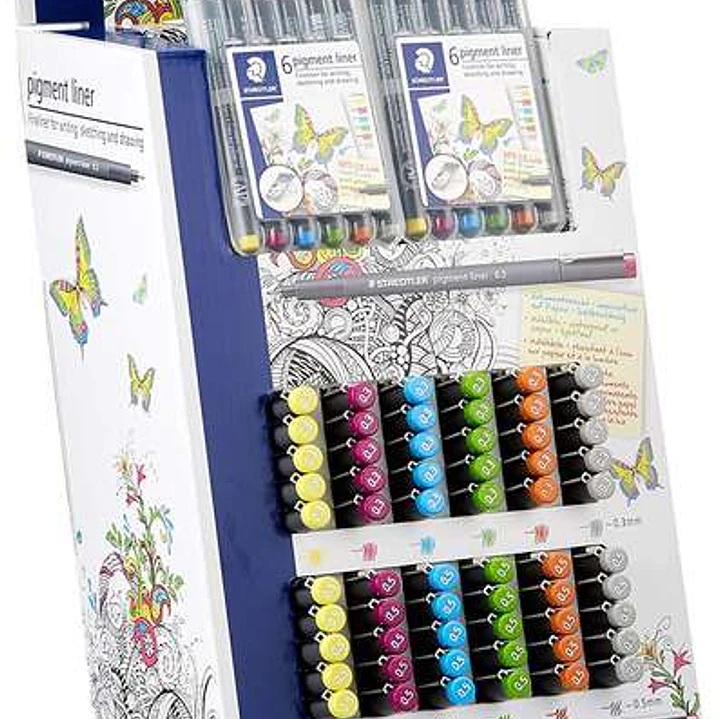 Staedtler Pigment Liner 308 Expositor con 60 Rotuladores + 10 Estuches - Colores Surtidos 1