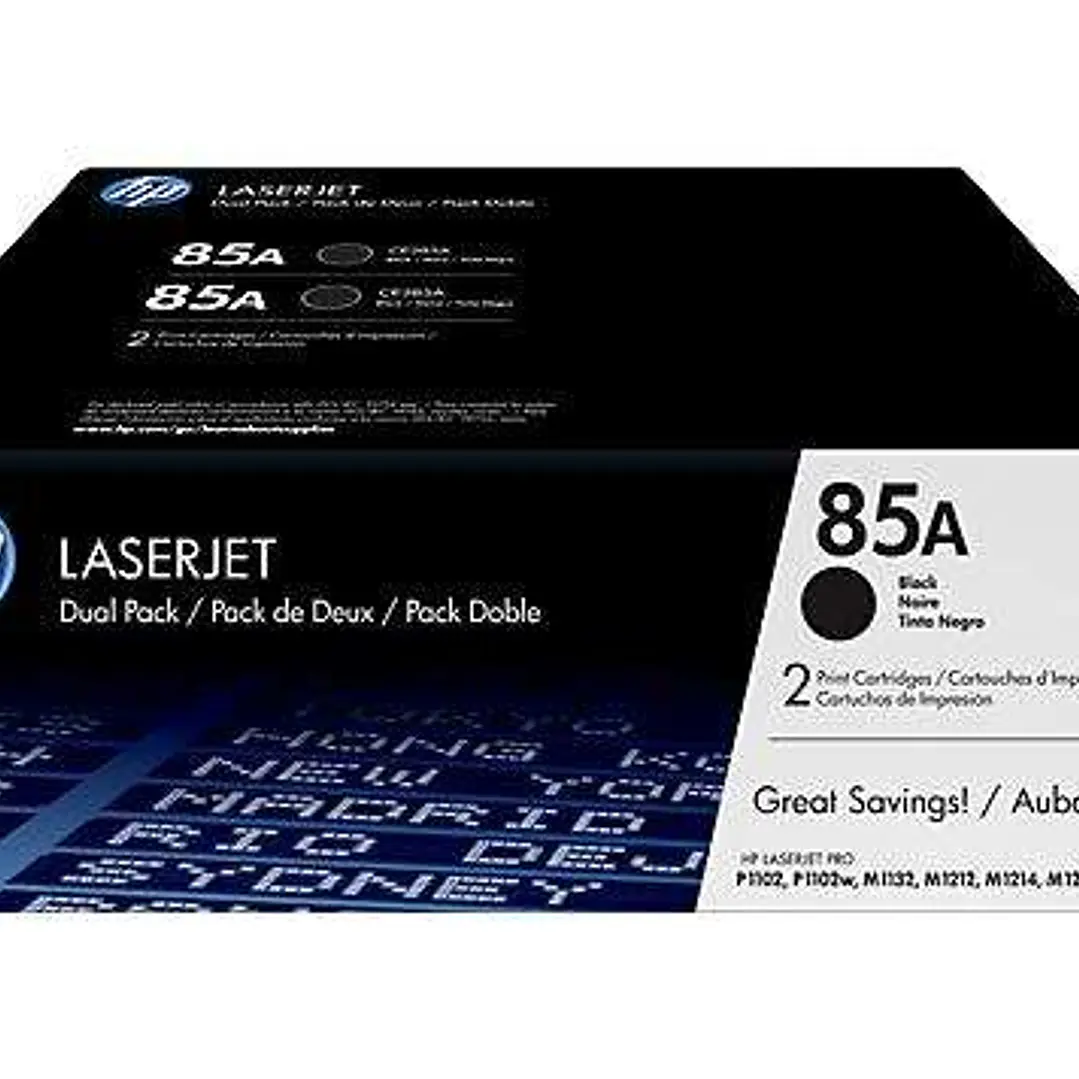 HP CE285A Negro Pack de 2 Cartuchos de Toner Originales - 85A 1