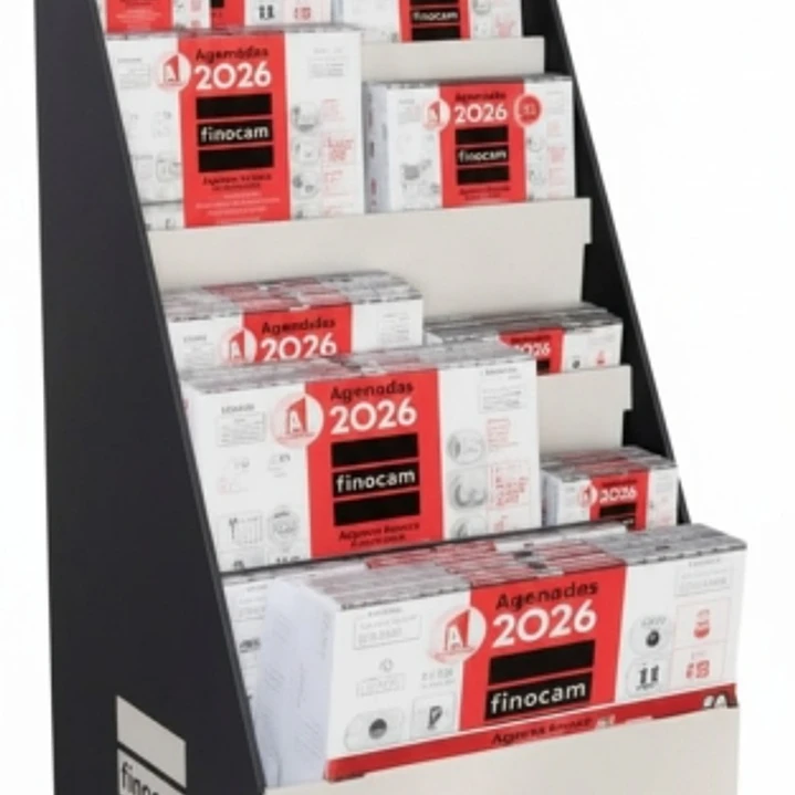 Finocam Expositor de Pie con 125 Calendarios Neutros Surtidos - Anual 2026 - Estructura de Carton - Color Surtidos 1