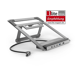 Hama Essential Hub USB 3.2 con Funcion Soporte - Potencia Maxima 100W - Cable USB-C de 40cm - LAN Ethernet 1Gbps - Jack 3.5m - DisplayPort 4K - 4x USB