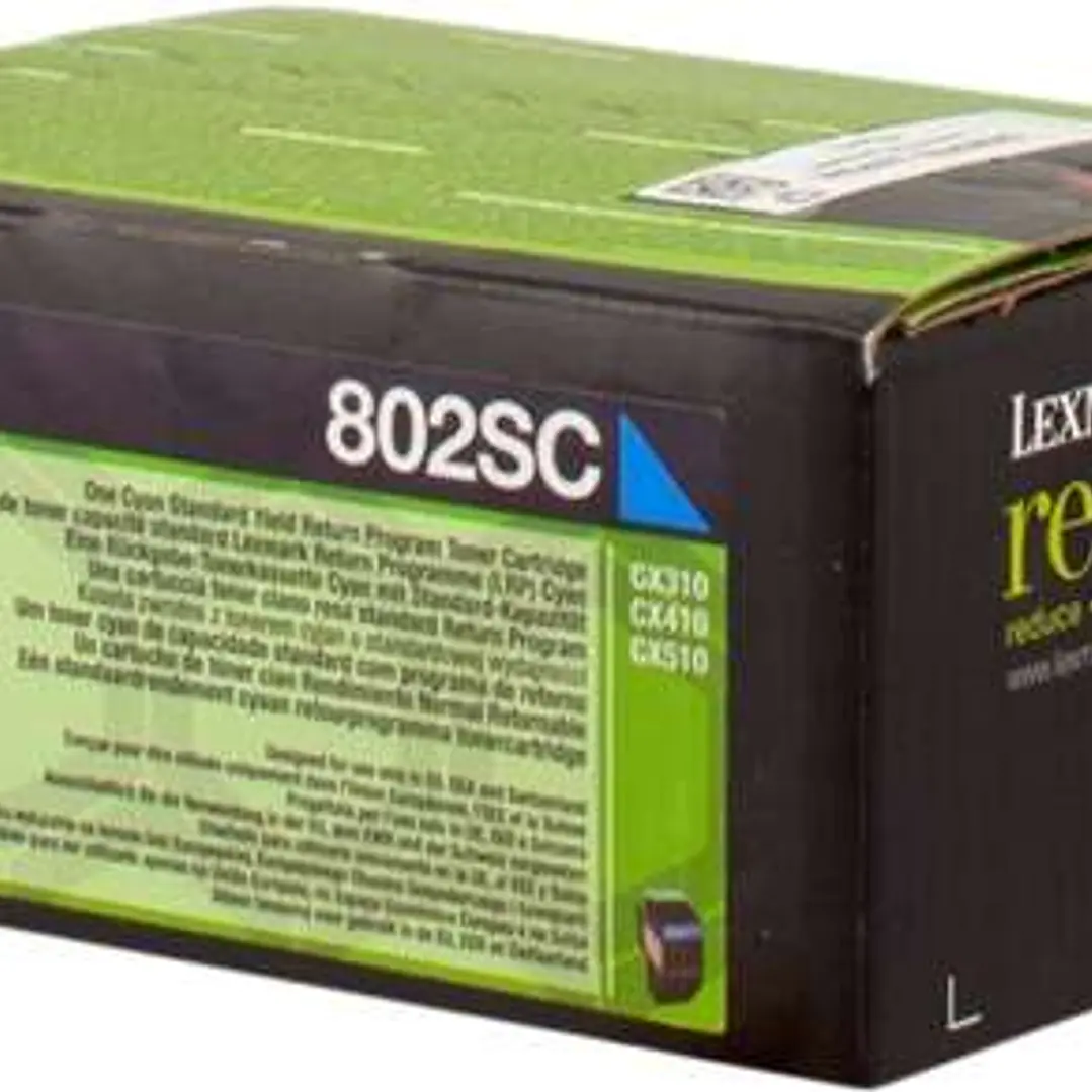 Lexmark CX310/CX410/CX510 Cyan Cartucho de Toner Original - 80C2SC0/80C2SCE/802SC 1
