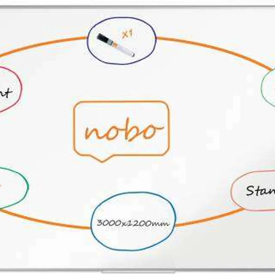 Nobo Premium Plus Pizarra Magnetica de Acero Lacado 3000x1200mm - Montaje en Esquinas - Blanco 1