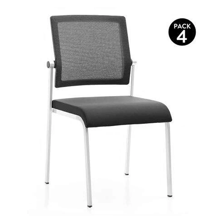 Cromad Design Pack de 4 Sillas - Asiento de Espuma - Respaldo de Malla - Ideal para uso Comercial - Apilables - Color Negro 1