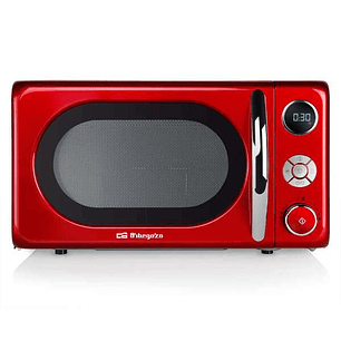 Orbegozo MIG 2042 Microondas Vintage Multifuncion - Potencia 700W/900W - 10 Niveles de Potencia - Grill de Cuarzo - Temporizador Digital - Diseño Retr