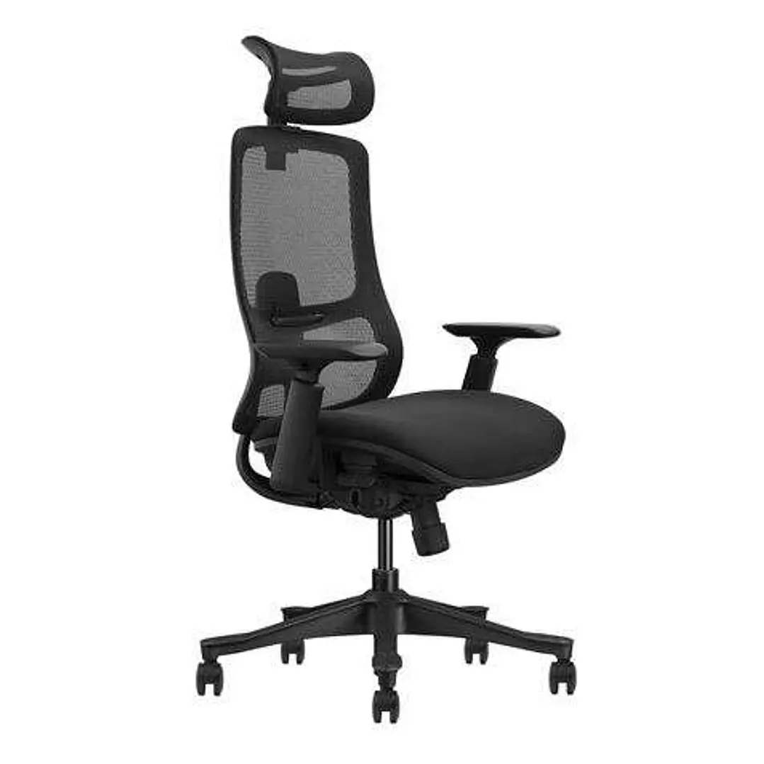 Cromad Senior SE1300 Silla de Oficina - Reposacabezas, Respaldo y Reposabrazos 3D Ajustables - Asiento con Espuma de Alta Calidad - Color Negro 1