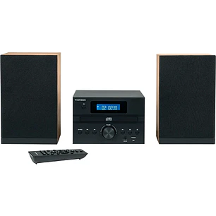 Thomson MIC123BT Micro Cadena 50W Bluetooth - Reproductor de CD, Radio FM - Tecnologia Bass Boost - Mando a Distancia - Color Negro/Madera