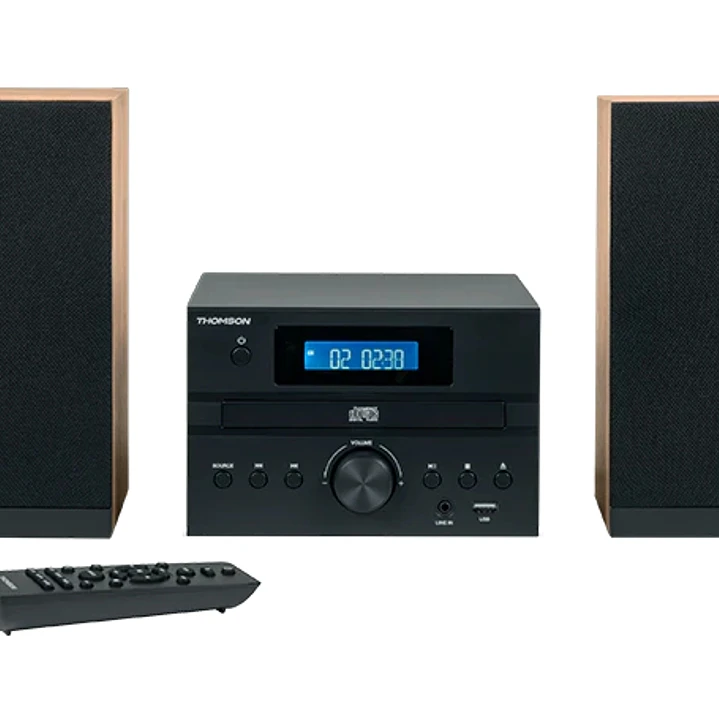 Thomson MIC123BT Micro Cadena 50W Bluetooth - Reproductor de CD, Radio FM - Tecnologia Bass Boost - Mando a Distancia - Color Negro/Madera 1