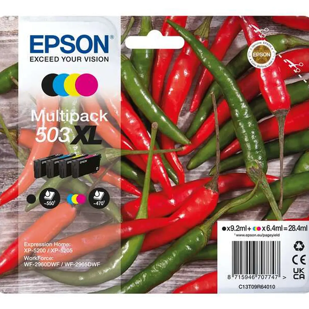 Epson 503XL Pack de 4 Cartuchos de Tinta Originales - C13T09R64010 1