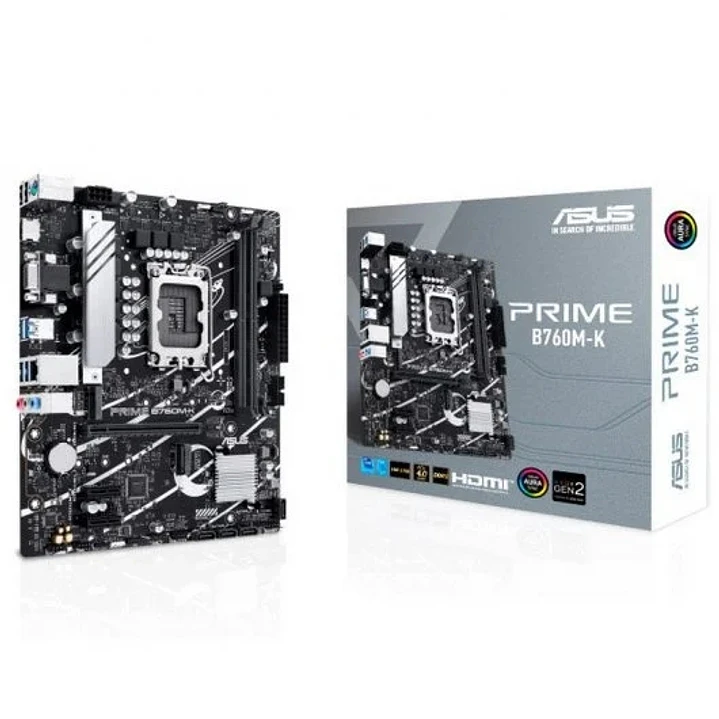 Asus Prime B760M-K Placa Base Intel 1700 - HDMI, VGA, PCIe 4.0, M2, 4x Sata III, USB 2.0, 3.2, RJ-45 1