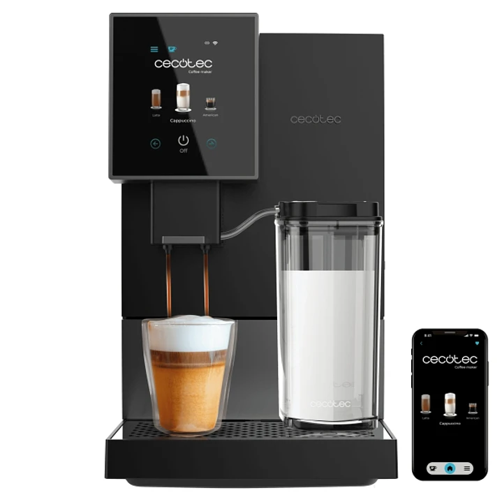 Cecotec Cremmaet Compactccino Connected Cafetera Superautomatica Compacta - 19bar - Deposito 1.1L - Tanque de Leche 400ml - Pantalla TFT - WiFi - Ther 1