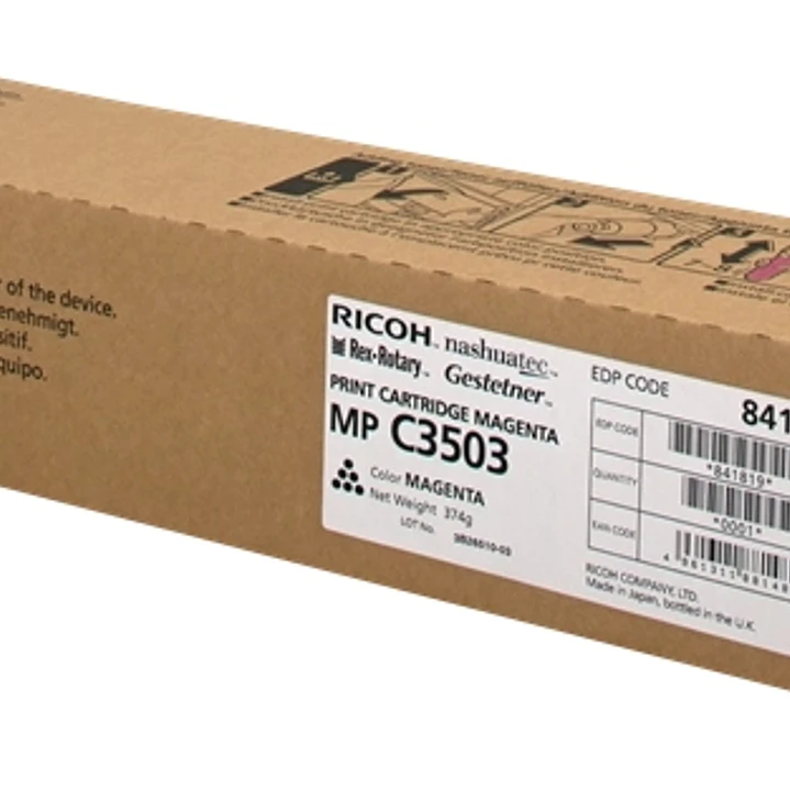 Ricoh Aficio MP-C3003/MP-C3004/MP-C3503/MP-C3504/MP-C4504/MP-C5504/MP-C6004 Amarillo Cartucho de Toner Original - 841818/841814 1