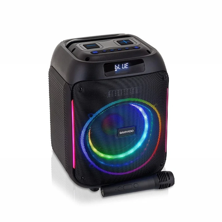 Daewoo Altavoz Karaoke Inalambrico - 40W - Bluetooth - Radio FM - Bateria 2000mAh - Microfono Incluido - MicroSD - Jack 3.5mm - USB - Luz LED RGB - Re 1